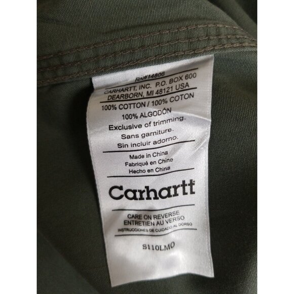 Carhartt Shirt Men's Medium Green Short Sleeve Button Up Cotton Size Medium - Picture 4 of 9